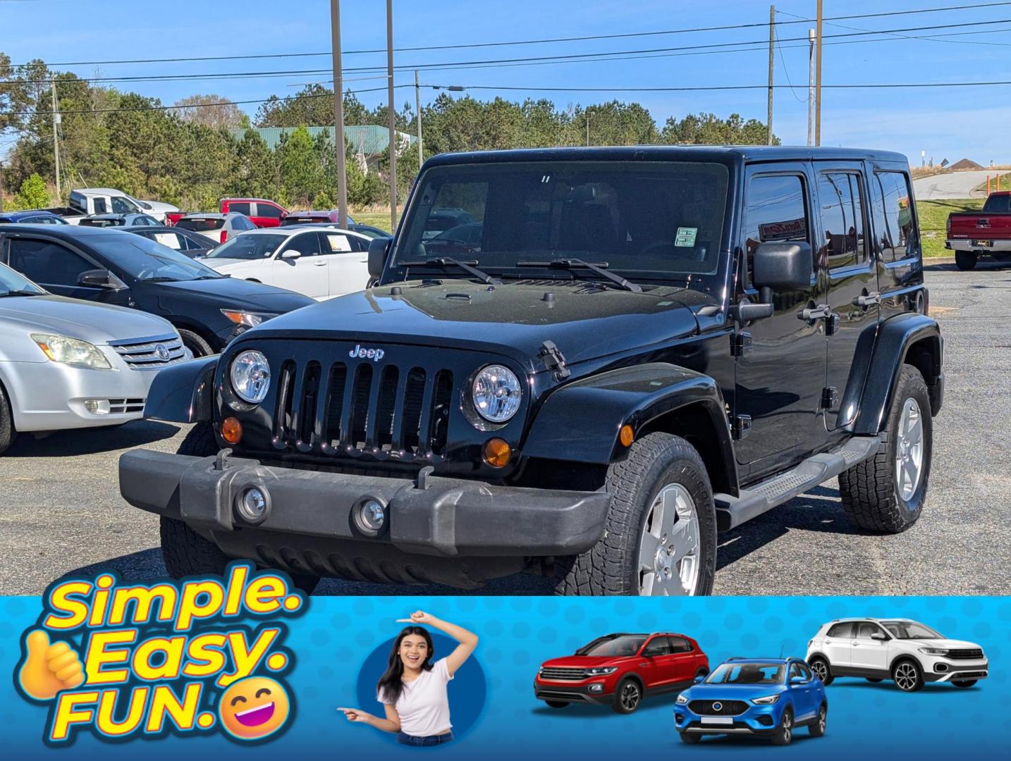 2012 Black /Black Interior Jeep Wrangler Unlimited Sahara (1C4BJWEG5CL) with an Gas V6 3.6L/220 engine, 5-Speed Automatic transmission, located at 521 Old Farm Lane Rd, Prattville, AL, 36066, (334) 325-1505, 32.482460, -86.416367 - 2012 Jeep Wrangler Unlimited Sahara - Photo#0